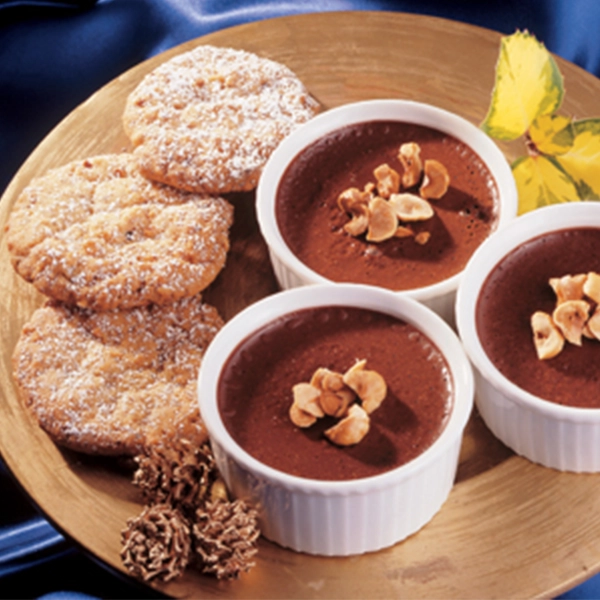 Chocolate Pots with Nutty Biscuits